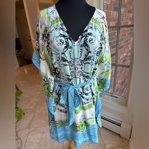 Hale Bob belted silk scarf dress